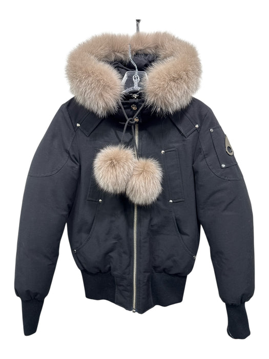 Moose Knuckles Size S/P Black & Beige Cotton & Nylon Goose Down Solid Jacket Black & Beige / S/P