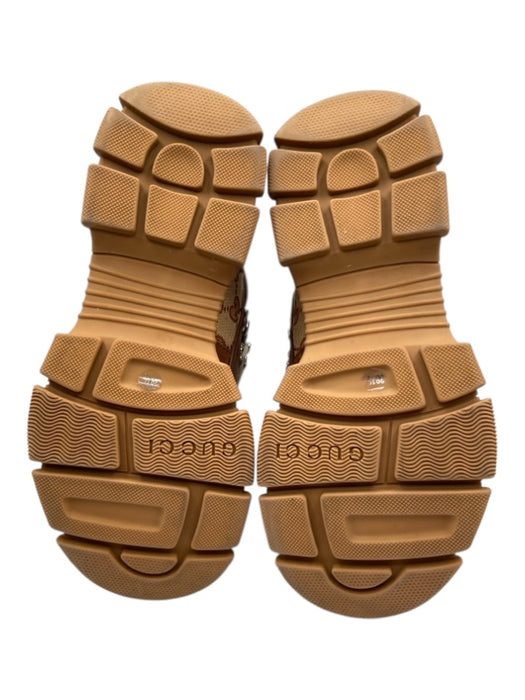 Gucci Shoe Size 38.5 Brown, Red, Cream Suede & Canvas Rubber Sole GG Booties Brown, Red, Cream / 38.5