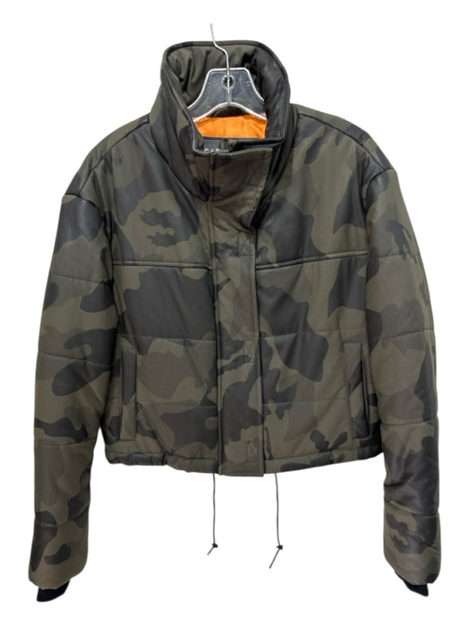 Bagatelle Size S Green & Gray Polyurethane Zip Up Camoflage Puffer Jacket Green & Gray / S