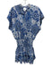 Misa Size M Blue & White Polyester Floral Cap Sleeve Smocked Waist Dress Blue & White / M