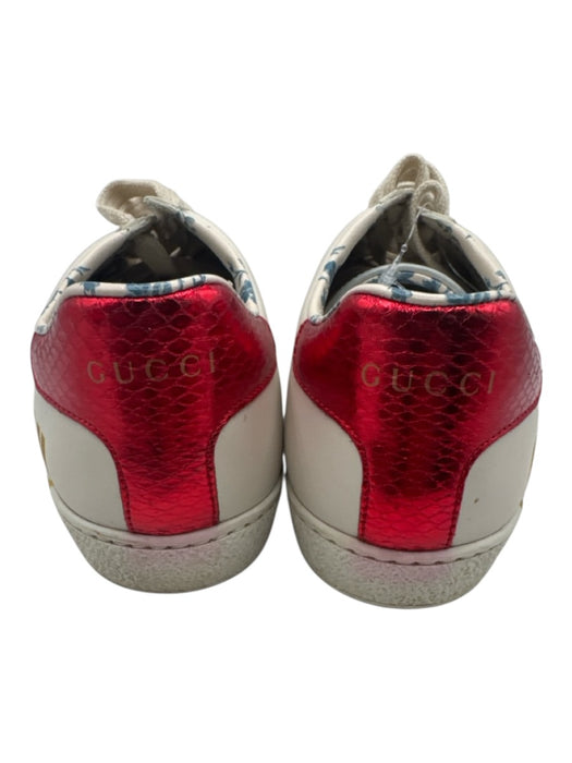Gucci Shoe Size 38 white, green & red Leather Logo Round Toe Lace Up Sneakers white, green & red / 38