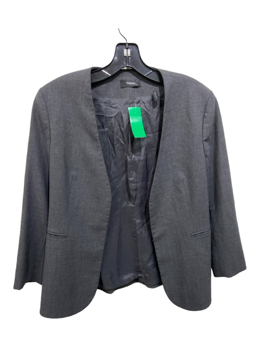 Theory Size 8 Gray Wool Blazer Open Front Jacket Gray / 8