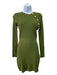 Balmain Size 40 Olive Green & Gold Viscose & Polyester Ribbed Mini Dress Olive Green & Gold / 40