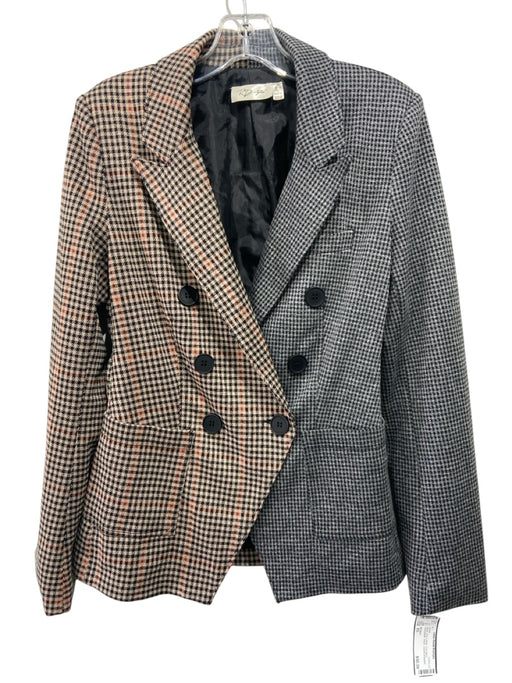 RD Style Size XS Brown, Gray & Black Poly Blend Houndstooth Blazer Jacket Brown, Gray & Black / XS