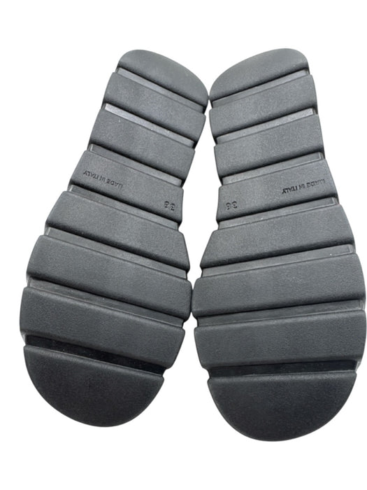 Carlo Pera Shoe Size 38 Silver & Black Leather Round Square Toe Sandals Silver & Black / 38