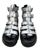 Carlo Pera Shoe Size 38 Silver & Black Leather Round Square Toe Sandals Silver & Black / 38