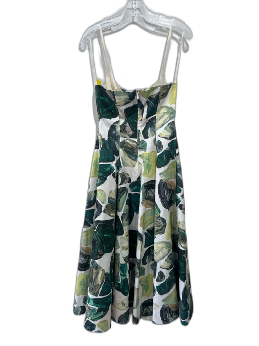 Alemais Size 8 Green & Beige Cotton Painted Leaves crochet buttons Maxi Dress Green & Beige / 8
