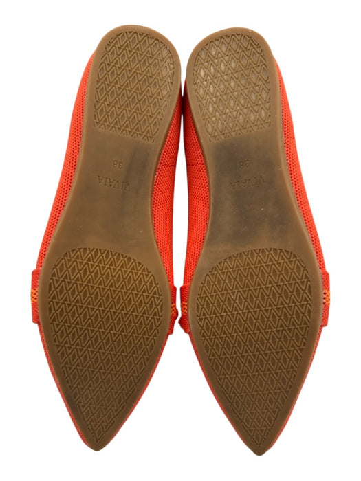 Vivaia Shoe Size 38 Orange Textile Pointed Toe Bow Detail Stripe Flats Orange / 38