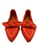 Vivaia Shoe Size 38 Orange Textile Pointed Toe Bow Detail Stripe Flats Orange / 38