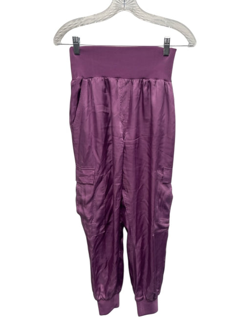 Cinq a Sept Size S Magenta Purple Cupro Blend Ribbed Waist Pockets Cargo Pants Magenta Purple / S