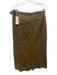 Vince Size 4 Olive Green Faux Leather Back Zip Waist tie Pleat Detail Midi Skirt Olive Green / 4