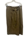 Vince Size 4 Olive Green Faux Leather Back Zip Waist tie Pleat Detail Midi Skirt Olive Green / 4
