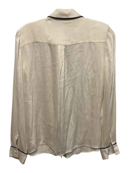Alice + Olivia Size M Cream & Black Silk Long Sleeve Piping Top Cream & Black / M