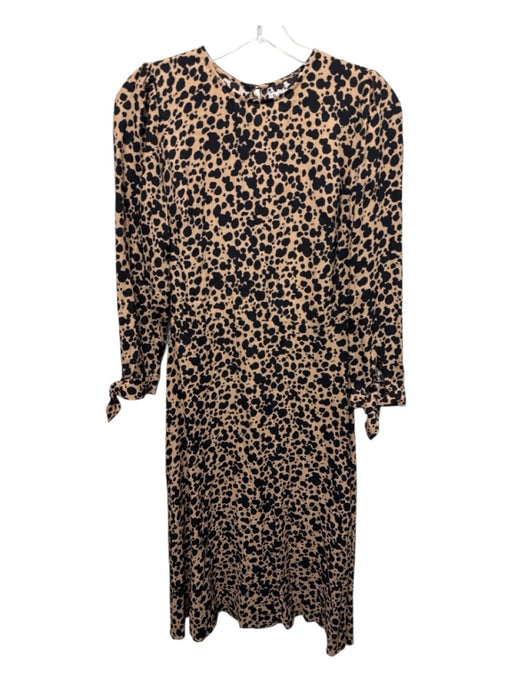 Reformation Size 0 Tan & black Viscose Blend Animal Print 3/4 Sleeve Dress Tan & black / 0