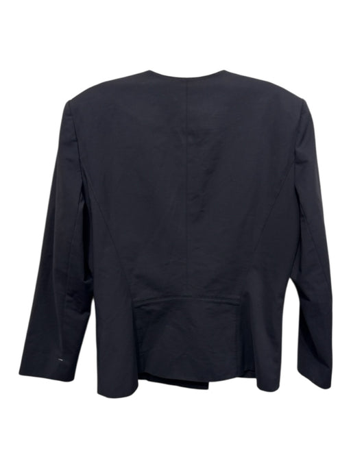 Lafayette 148 Size 12 Black Cotton Blend Shoulder Pads Asymmetrical Jacket Black / 12