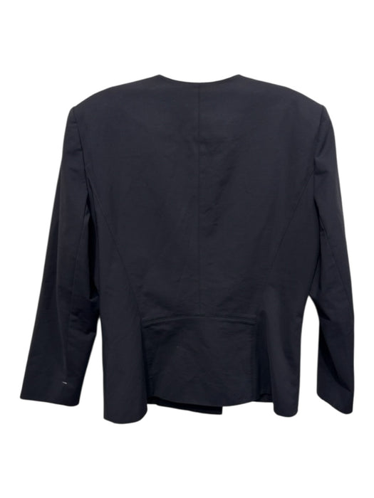 Lafayette 148 Size 12 Black Cotton Blend Shoulder Pads Asymmetrical Jacket Black / 12