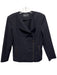 Lafayette 148 Size 12 Black Cotton Blend Shoulder Pads Asymmetrical Jacket Black / 12