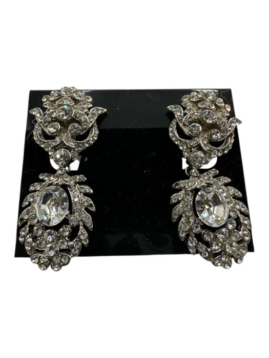 Barrera Silver Metal Rhinestone Clip On Earrings Silver