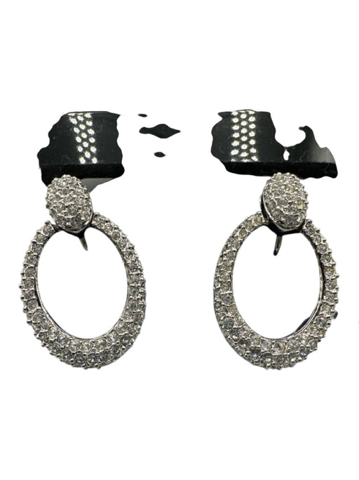 Swarovski Silver Metal Rhinestone Clip On Earrings Silver