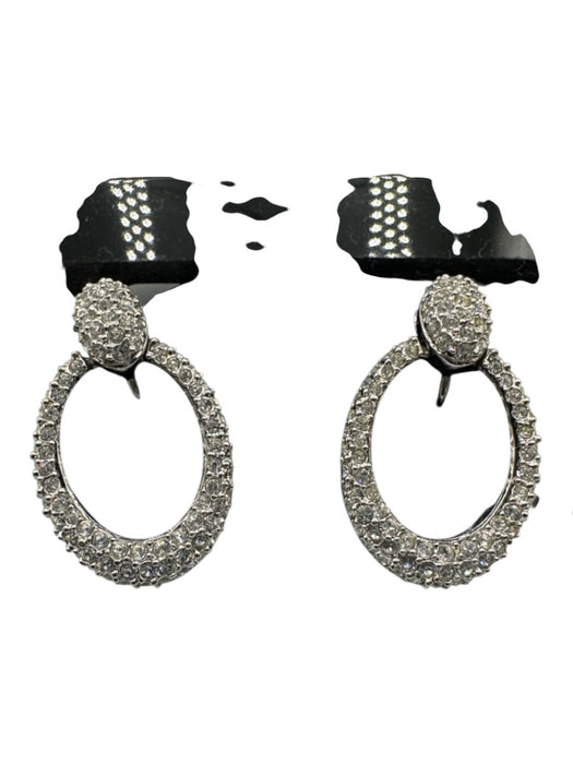 Swarovski Silver Metal Rhinestone Clip On Earrings Silver