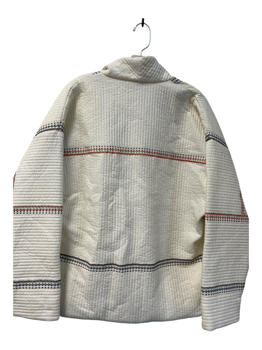 BlankNYC Size M Cream Cotton Quilted Open Front Pockets Embroidered Jacket Cream / M