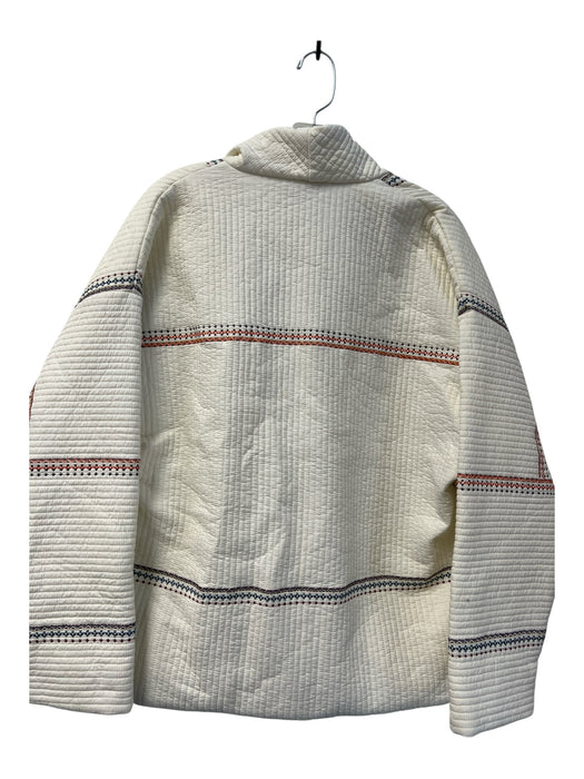 BlankNYC Size M Cream Cotton Quilted Open Front Pockets Embroidered Jacket Cream / M