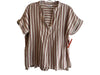Madewell Size M Brown Green No Fabric Tag Striped V Neck Shirt Sleeves Top Brown Green / M