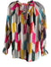 Vilagallo Size 40 Beige & Multi Viscose V Neck Long Sleeve Drawstring Neck Top Beige & Multi / 40
