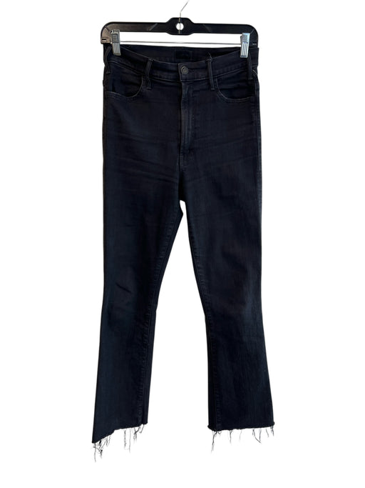 Mother Size 28 Black Cotton High Rise Zip Fly Frayed Flare Jeans Black / 28