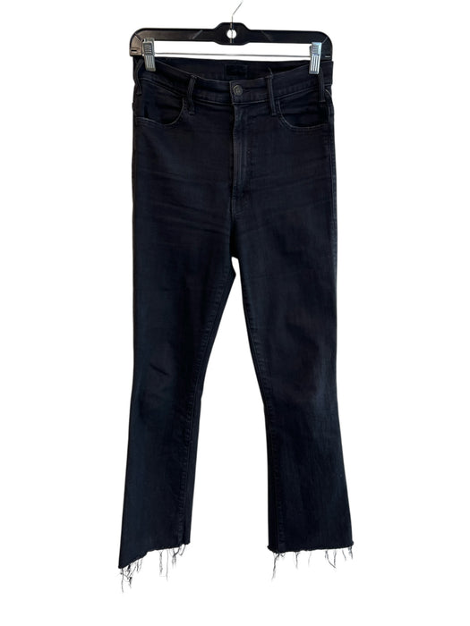 Mother Size 28 Black Cotton High Rise Zip Fly Frayed Flare Jeans Black / 28