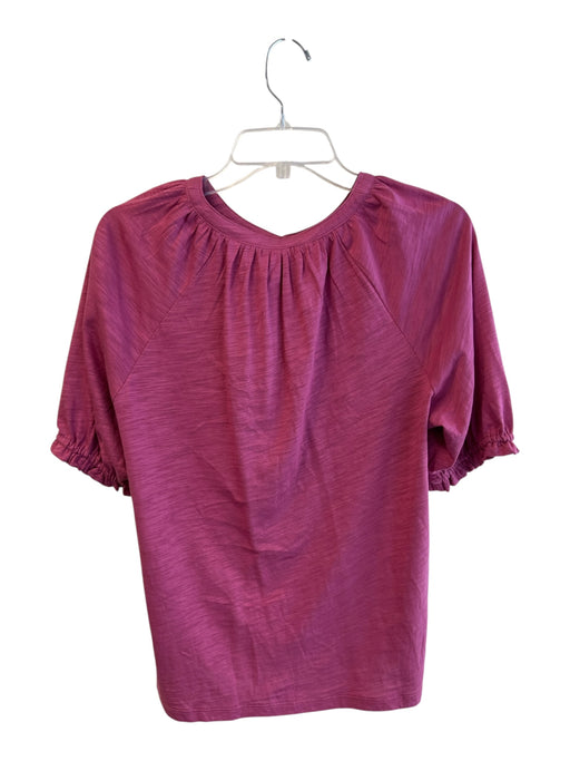 Boden Size 8 Raspberry Cotton & Tencel Round Neck Button Down Short Sleeve Top Raspberry / 8