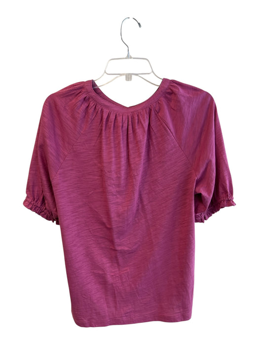 Boden Size 8 Raspberry Cotton & Tencel Round Neck Button Down Short Sleeve Top Raspberry / 8
