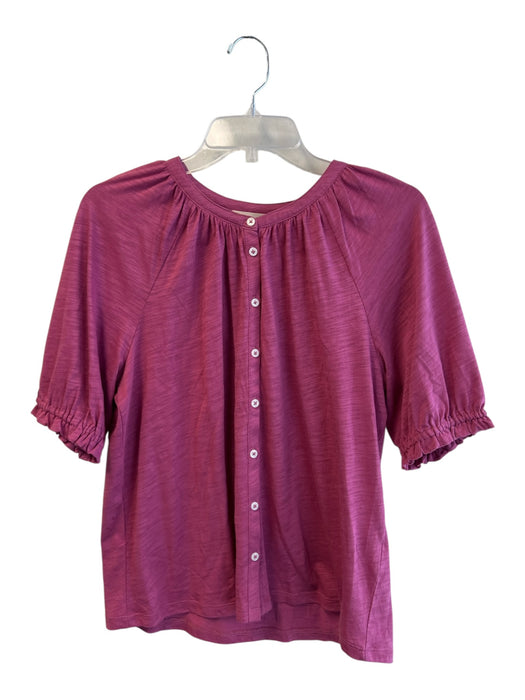 Boden Size 8 Raspberry Cotton & Tencel Round Neck Button Down Short Sleeve Top Raspberry / 8