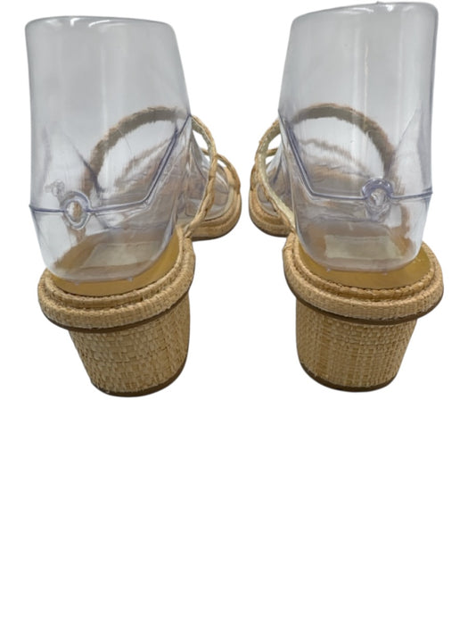 Dolce Vita Shoe Size 8.5 Beige Straw Block Heel Square Toe Double Strap Sandals Beige / 8.5