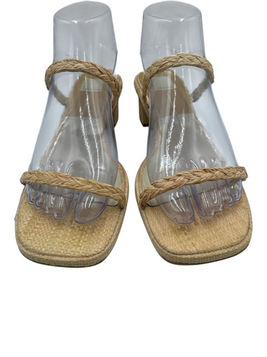 Dolce Vita Shoe Size 8.5 Beige Straw Block Heel Square Toe Double Strap Sandals Beige / 8.5