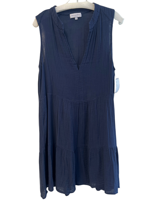 Michael Stars Size Medium Navy Cotton V Neck Sleeveless Gauze Knee length Dress Navy / Medium