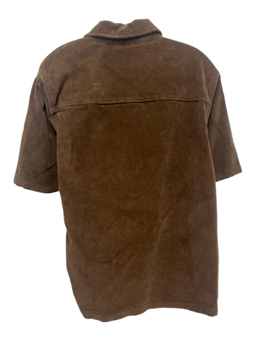 Golf le Fleur Size M Brown Cotton Cordouroy Quarter Zip Men's Short Sleeve Brown / M