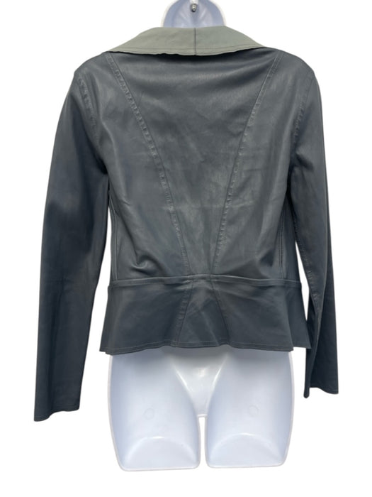KZ_K STUDIO Size S Gray Stretch Lambskin Leather High Neck Open Front Jacket Gray / S