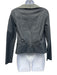 KZ_K STUDIO Size S Gray Stretch Lambskin Leather High Neck Open Front Jacket Gray / S