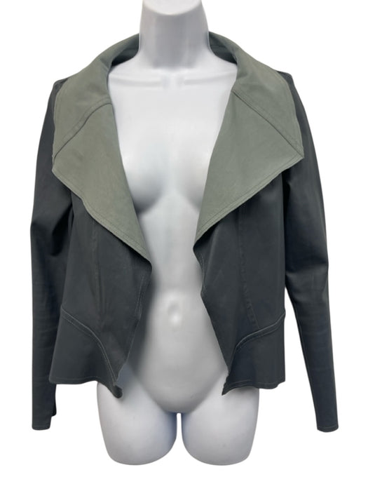 KZ_K STUDIO Size S Gray Stretch Lambskin Leather High Neck Open Front Jacket Gray / S