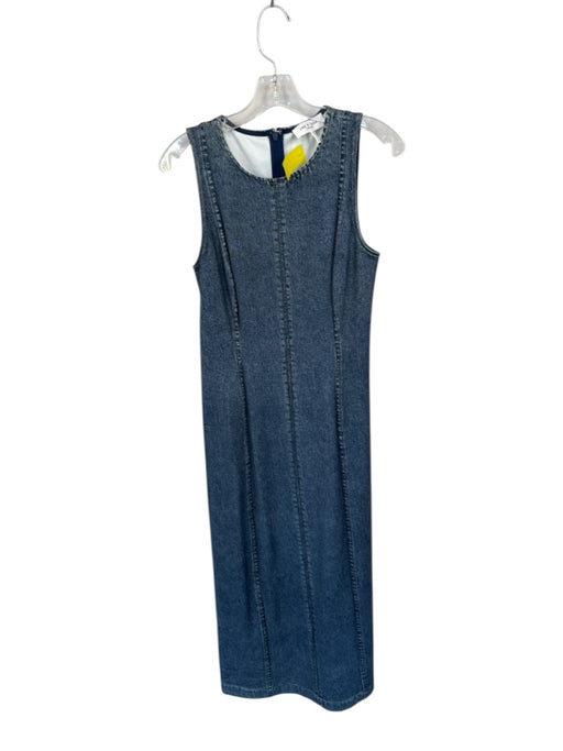 Rag & Bone Size 4 Med Dark Wash Rayon Blend Sleeveless Denim Print Maxi Dress Med Dark Wash / 4
