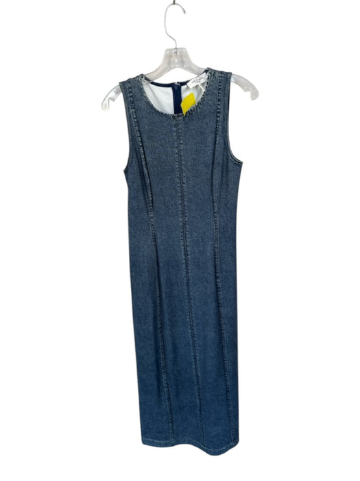 Rag & Bone Size 4 Med Dark Wash Rayon Blend Sleeveless Denim Print Maxi Dress Med Dark Wash / 4
