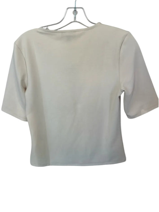 Rag & Bone Size M Cream Polyester Blend Short Sleeve Ribbed Top Cream / M
