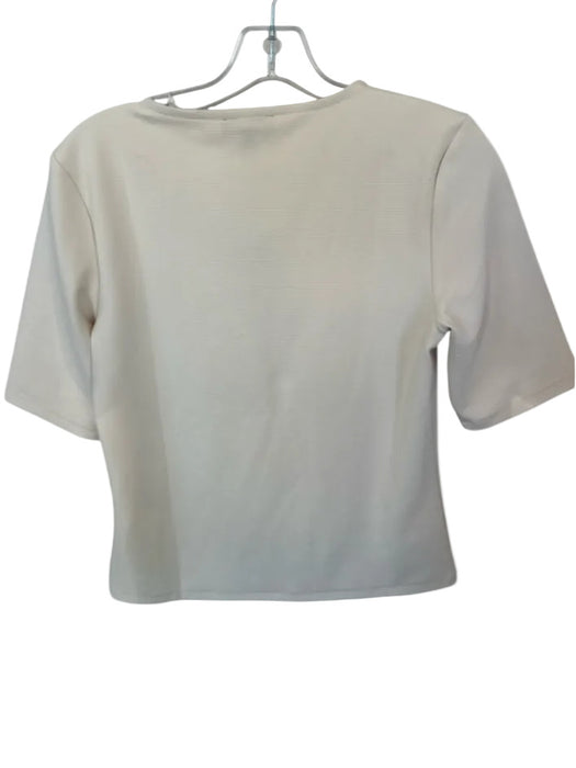 Rag & Bone Size M Cream Polyester Blend Short Sleeve Ribbed Top Cream / M