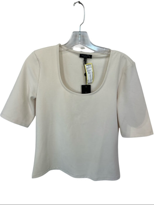 Rag & Bone Size M Cream Polyester Blend Short Sleeve Ribbed Top Cream / M