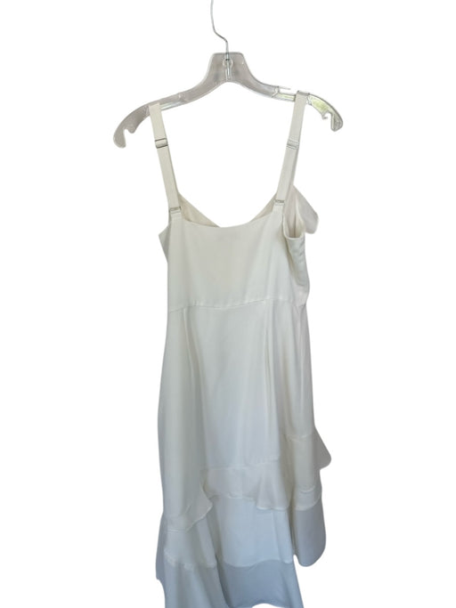 Parker Size 6 Ivory Polyester Sleeveless Ruffles Side Zip Midi Dress Ivory / 6