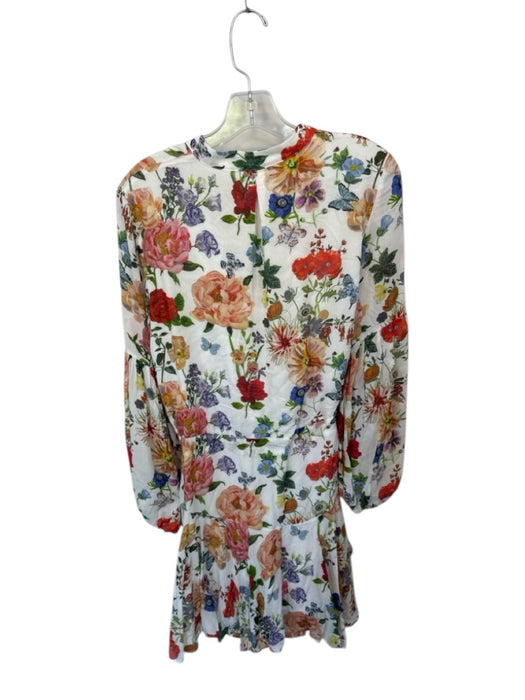 Olivaceous Size S White & Multi Rayon Long Sleeve Botanical butterflies Dress White & Multi / S