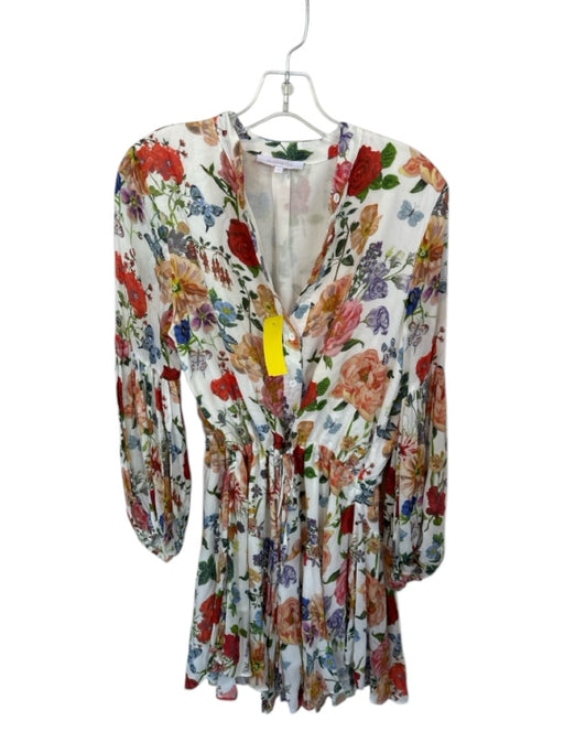 Olivaceous Size S White & Multi Rayon Long Sleeve Botanical butterflies Dress White & Multi / S