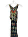 Paco Rabanne Size Est S Black & Orange Sleeveless Botanical V Neck slit Dress Black & Orange / Est S