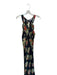 Paco Rabanne Size Est S Black & Orange Sleeveless Botanical V Neck slit Dress Black & Orange / Est S